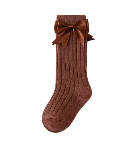 Ribbed Bow High Socks