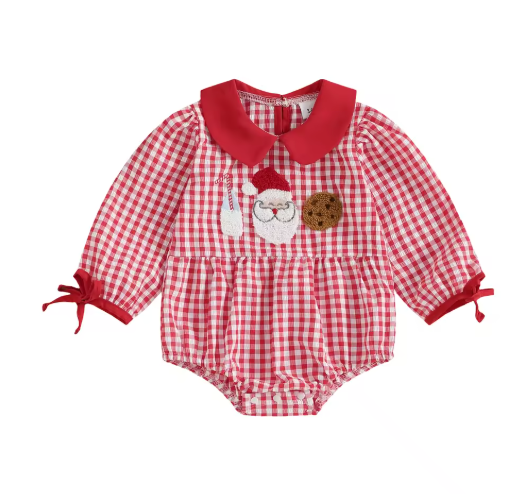 Festive Gingam Collared Romper