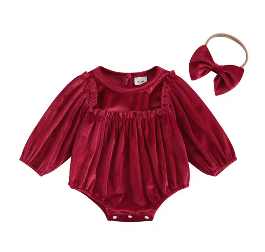 Velvet Holiday Romper Set