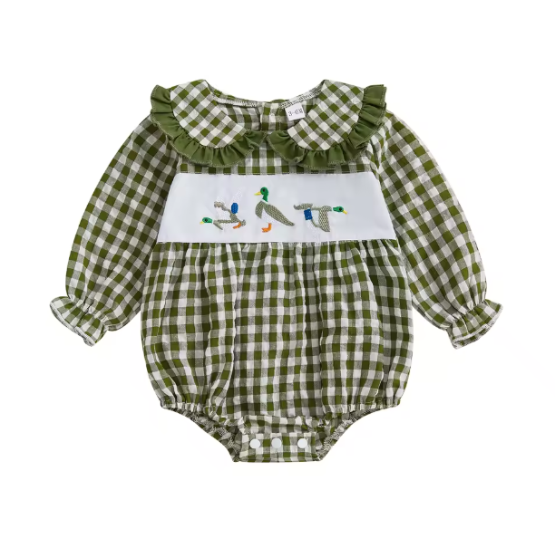 Gingham Duck Smocked Romper
