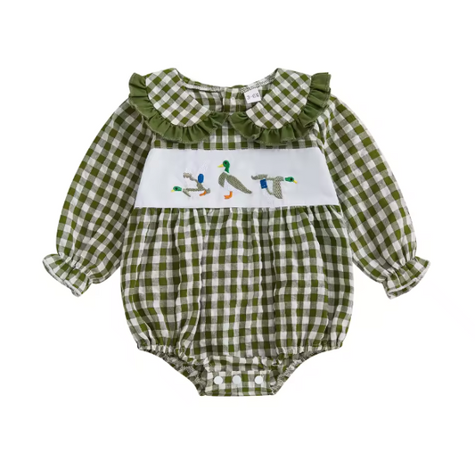 Gingham Duck Smocked Romper