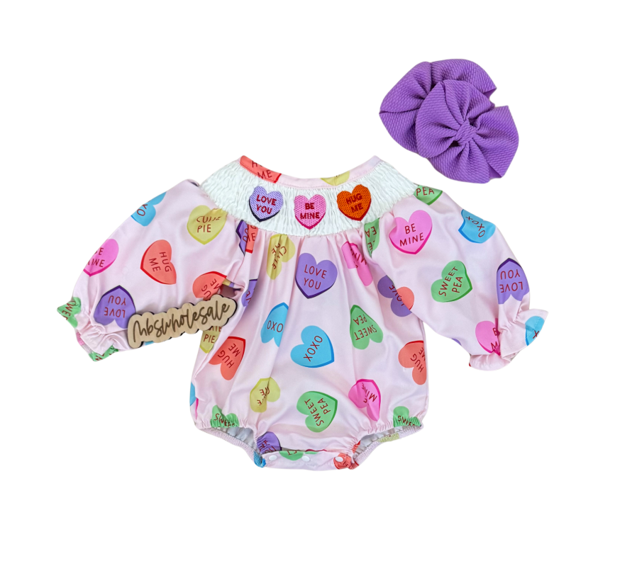 Smocked Candy Heart Romper - PACK (0/3M, 3/6M, 6/12M, 12/18M)