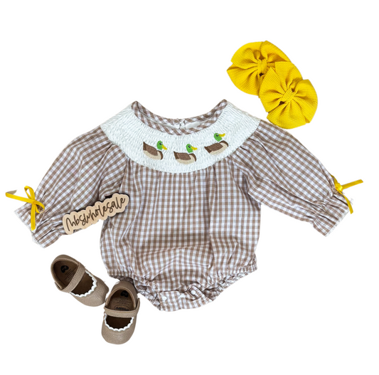 Smocked Duck Romper - PACK (0/3M, 3/6M, 6/12M, 12/18M)