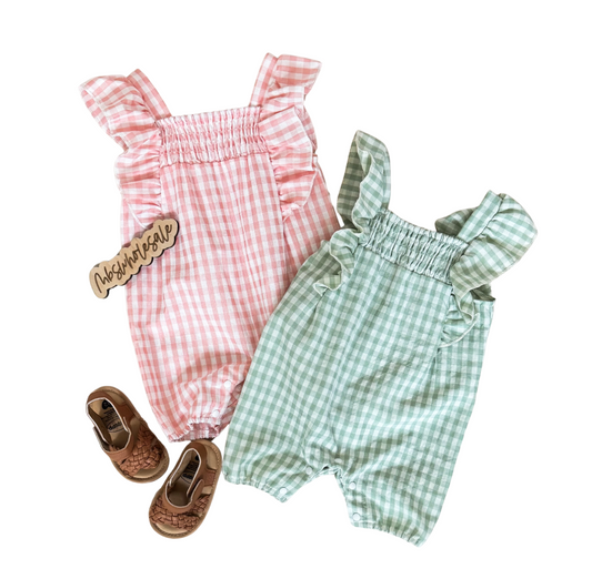 Smocked Gingham Romper - PACK (0/3M, 3/6M, 6/12M, 12/18M)