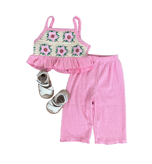 Lena Crochet Two Piece (PINK) - PACK (6/12M, 12/18M, 18/24M, 2/3T, 3/4T)